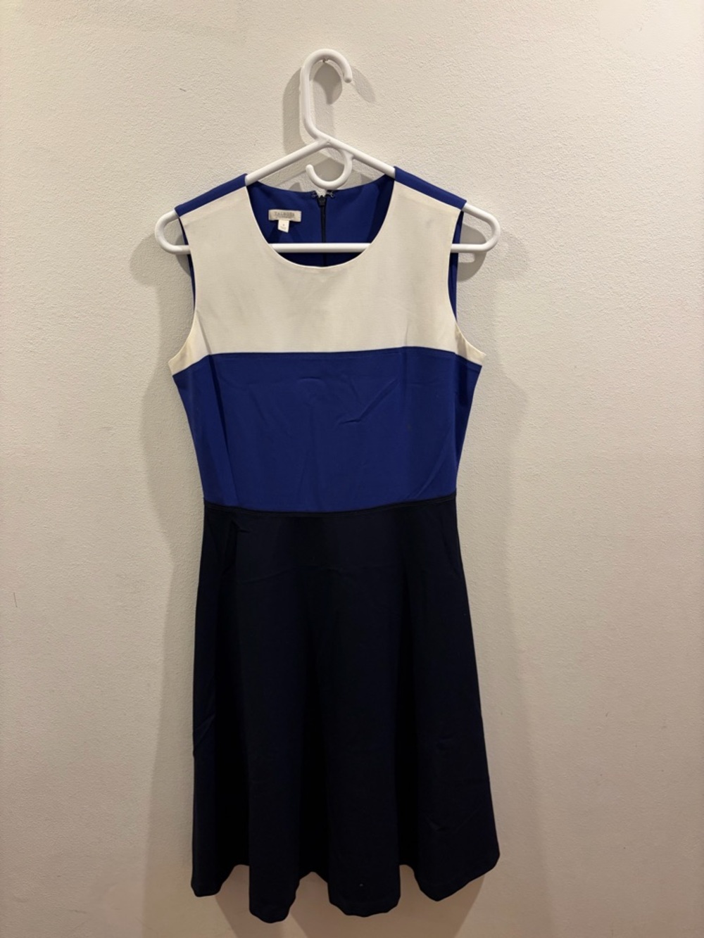 Talbots Sleeveless Colorblock Midi Dress in White, Blue & Navy